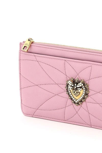 Shop Dolce & Gabbana Devotion Zipped Cardholder In Pink