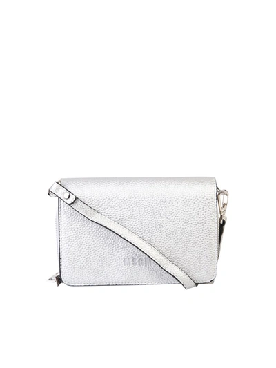 Shop Msgm Logo Embossed Shoulder Bag In Silver