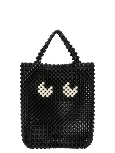 Shop Anya Hindmarch Eyes Beaded Small Tote In Black