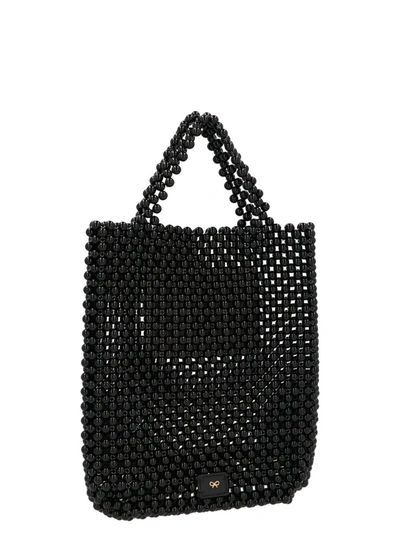Shop Anya Hindmarch Eyes Beaded Small Tote In Black