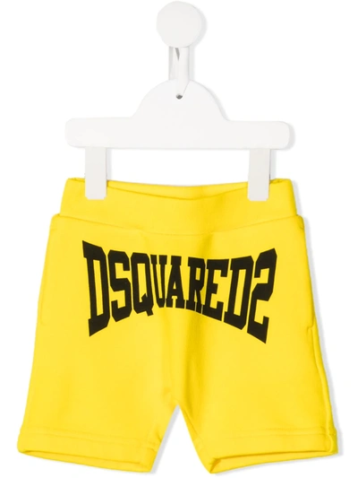 Dsquared2 Logo-print Track Shorts In Yellow