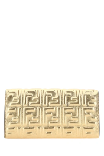 Shop Fendi Ff Motif Continental Wallet In Gold