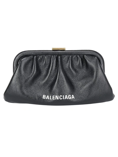 Shop Balenciaga Cloud Clutch Bag In Black