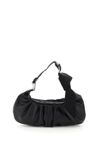 Shop Ganni Draped Baguette Bag In Black