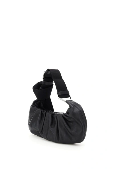 Shop Ganni Draped Baguette Bag In Black