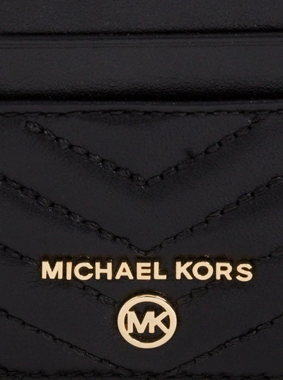 Shop Michael Michael Kors Quilted Cardholder In Black