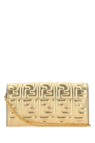 Shop Fendi Ff Motif Chain Wallet In Gold