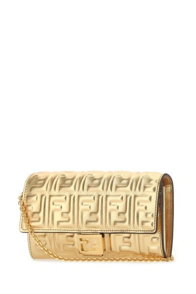 Shop Fendi Ff Motif Chain Wallet In Gold