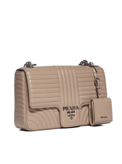 Shop Prada Diagramme Large Shoulder Bag In Beige