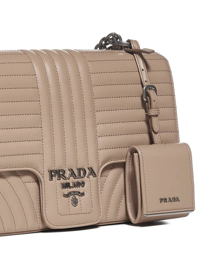 Shop Prada Diagramme Large Shoulder Bag In Beige