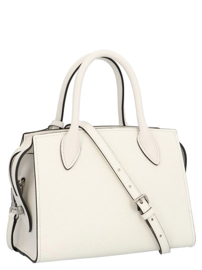 Shop Prada Saffiano Monochrome Tote Bag In White