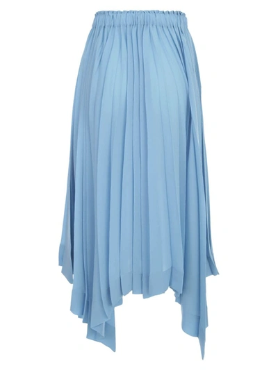 Shop Issey Miyake Asymmetric Pleated Skirt In Blue
