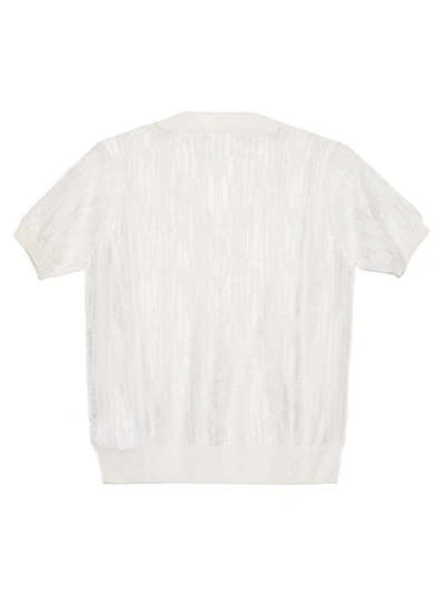 Shop Maison Margiela Chain Knit Polo Neck Shirt In White