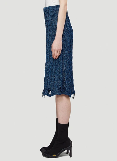 Shop Balenciaga Destroyed Skirt In Blue