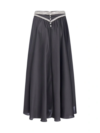 Shop Paco Rabanne Embellished Trim Skirt In Grey