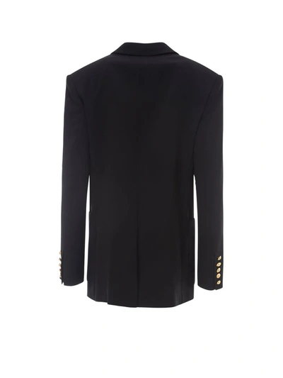 Shop Balmain Double Breasted Blazer In Black