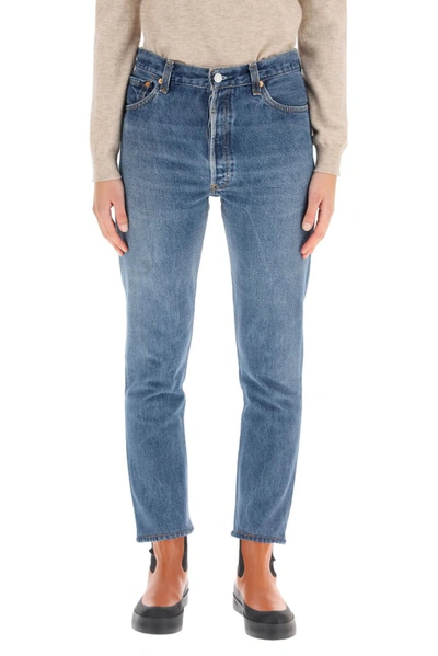 Shop Re/done X Levi's Vintage Cropped Jeans In Blue