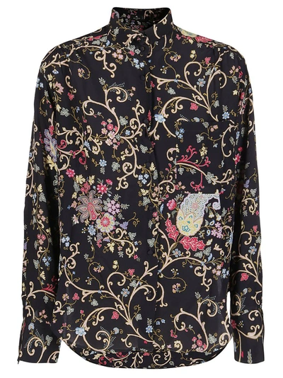 Shop Etro Floral Printed Button Up Shirt In Multi