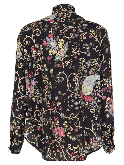 Shop Etro Floral Printed Button Up Shirt In Multi