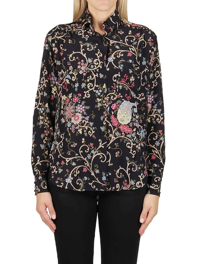 Shop Etro Floral Printed Button Up Shirt In Multi