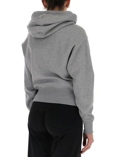 Shop Valentino Vlogo Sequinned Cropped Hoodie In Grey