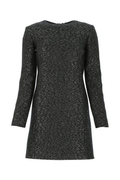 Shop Saint Laurent Sequins Open Back Mini Dress In Black