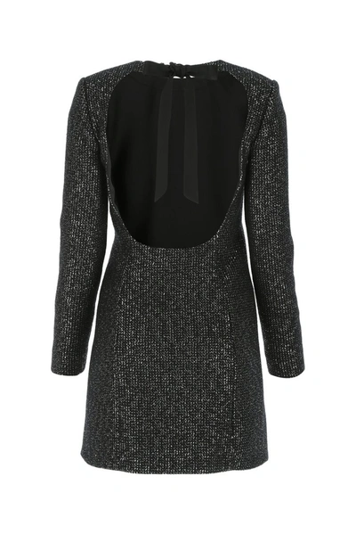 Shop Saint Laurent Sequins Open Back Mini Dress In Black