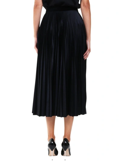 Shop Valentino Velvet Pleated Skirt In Black