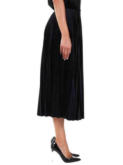 Shop Valentino Velvet Pleated Skirt In Black
