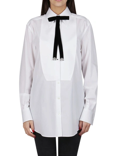 Shop Dolce & Gabbana Bow Tailored Shirt In White