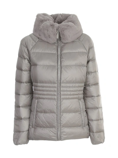 Shop Michael Michael Kors Faux Fur Trimmed Down Jacket In Grey