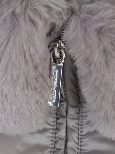 Shop Michael Michael Kors Faux Fur Trimmed Down Jacket In Grey