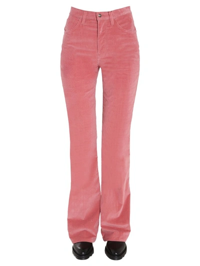 Shop Etro Flared Ribbed Velvet Trousers In Pink