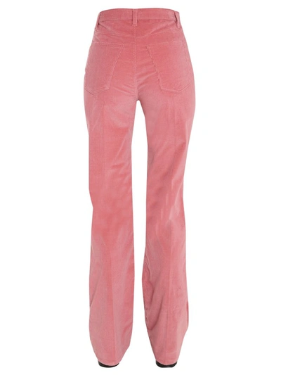 Shop Etro Flared Ribbed Velvet Trousers In Pink