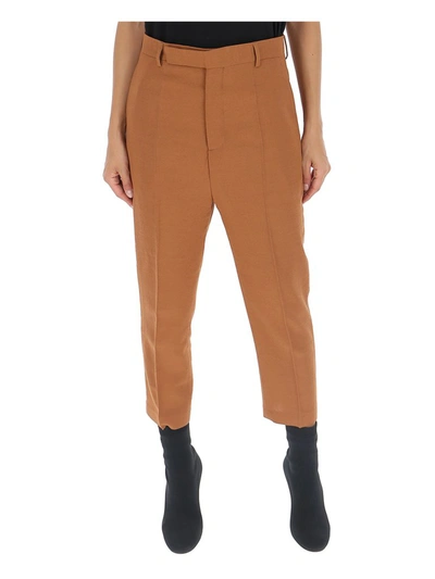 Shop Rick Owens Cropped Trousers In Brown