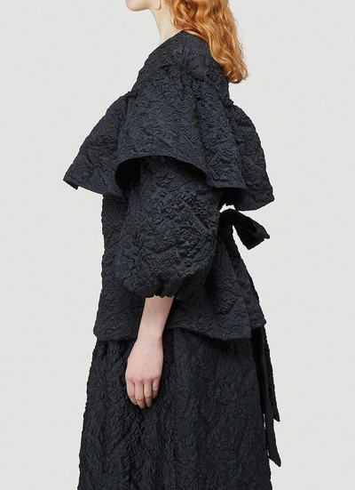 Shop Simone Rocha Ruffled Floral Cloque Top In Black