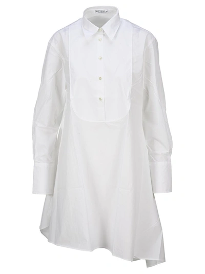 Shop Jw Anderson Asymmetric Bib Shirt Dress In White