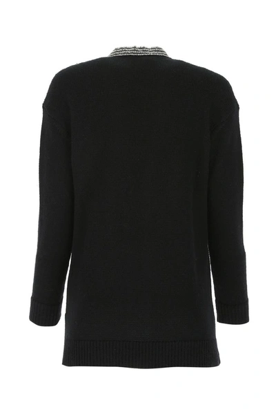 Shop Saint Laurent Embellished Knitted Cardigan In Black