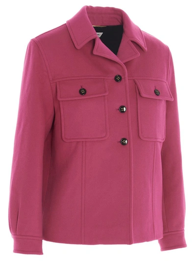 Shop Saint Laurent Button Up Jacket In Pink