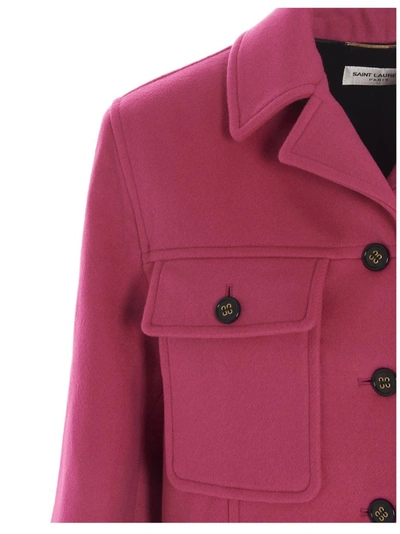 Shop Saint Laurent Button Up Jacket In Pink