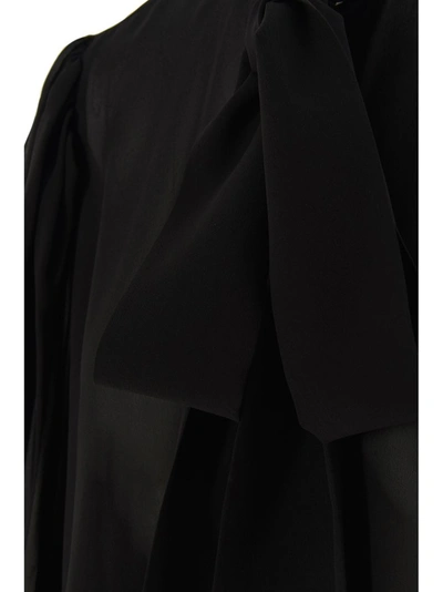 Shop Balmain Pussy Bow Blouse In Black