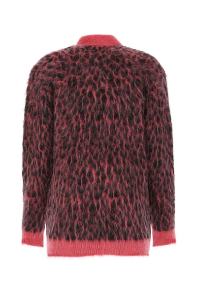 Shop Saint Laurent Leopard Knitted Cardigan In Pink