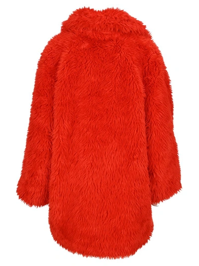 Shop Msgm Faux Fur Coat In Red