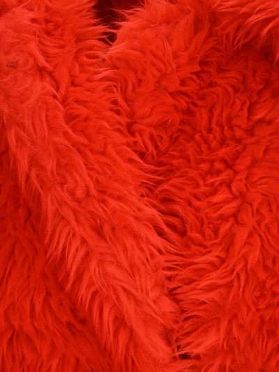 Shop Msgm Faux Fur Coat In Red