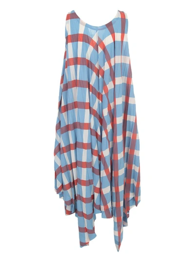 Shop Issey Miyake Checked Pleated Dress In Multi