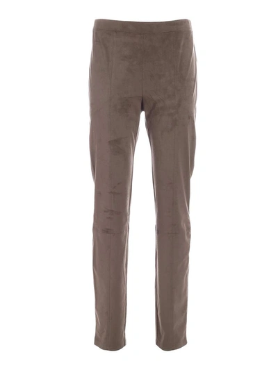 Shop Max Mara Velvet Skinny Pants In Brown