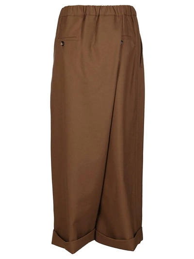 Shop Marni Drawstring Wide Leg Trousers In Brown