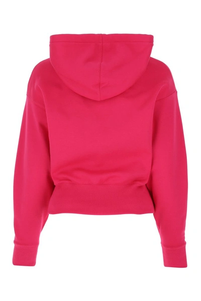 Shop Valentino Vlogo Sequinned Cropped Hoodie In Pink