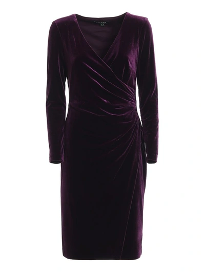 Shop Ralph Lauren Wrap Velvet Dress In Purple