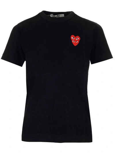 Shop Comme Des Garçons Play Overlapping Heart T In Black